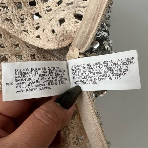 Zara - Ladies, Strapless Contrast Sequin Top - Aged Silver. Size' L. NWT. (1433) - Picture 8 of 13